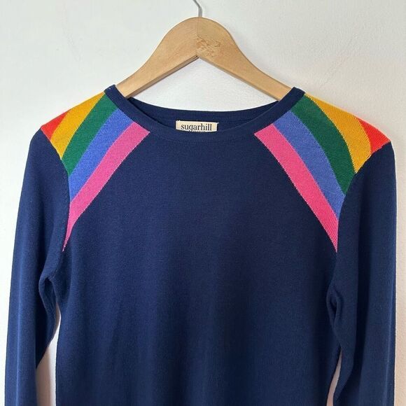 Modcloth Sugarhill Women’s Rainbow Evie Sun On My Shoulders Sweater Dress - Picture 5 of 10